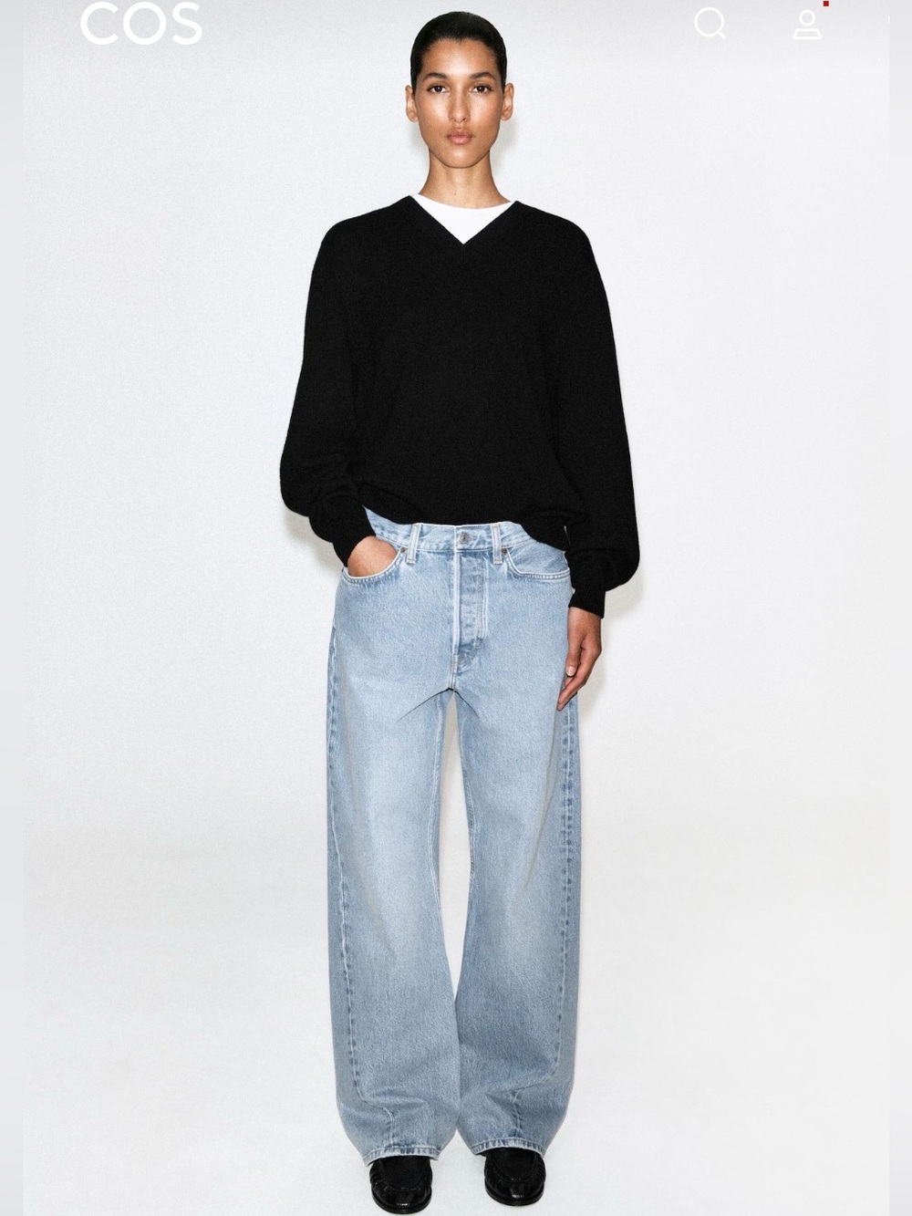 COS Women's Facade Light Wash Straight-Leg Jeans 31